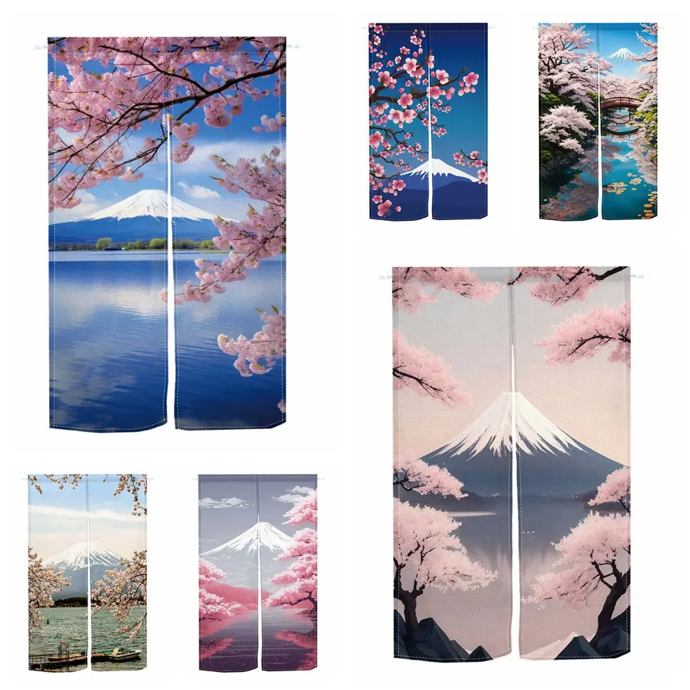 

Japan Mount Fuji Cherry Blossom Landscape Japanese Doorway Curtain Bedroom Kitchen Entrance Hanging Semi-split Door Curtain