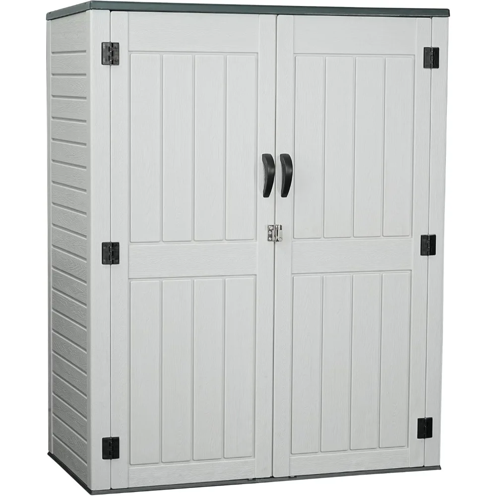 

Vertical Resin Storage Shed, 60 Cuft Garden Tool Sheds & Outdoor Storage, Plastic Outdoor Storage Cabinet Waterproof, 4.5 x 2.3