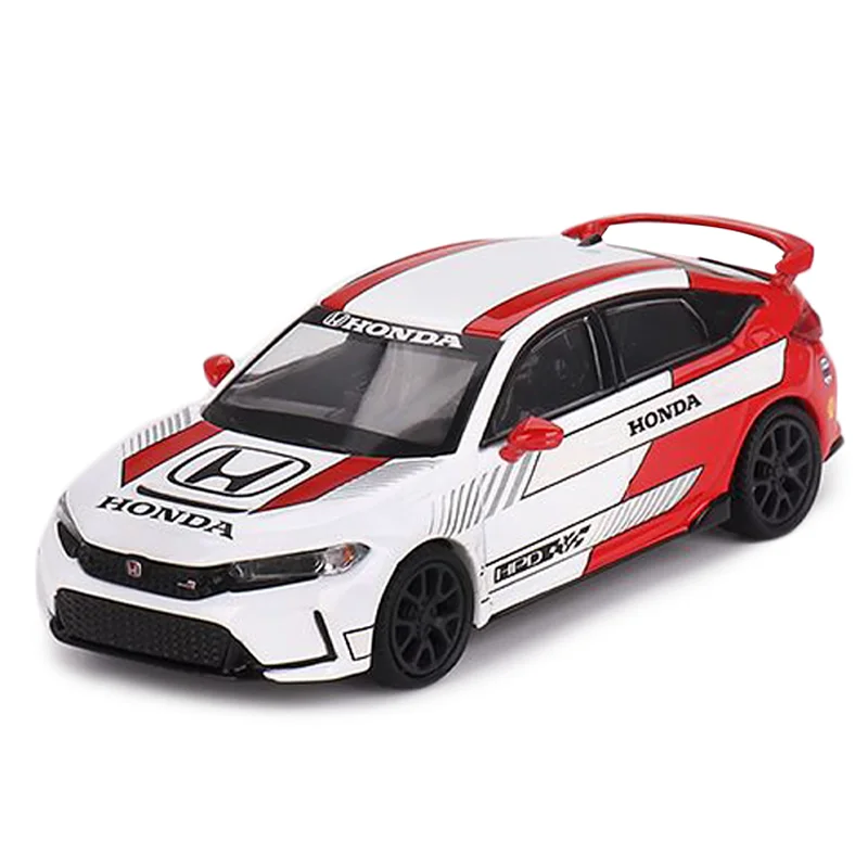 Minigt Schaal 1/64 Honda Civic Type R #2 2023 Tempo Auto Wit Legering Motorvoertuig Diecast Metalen Model Geschenken