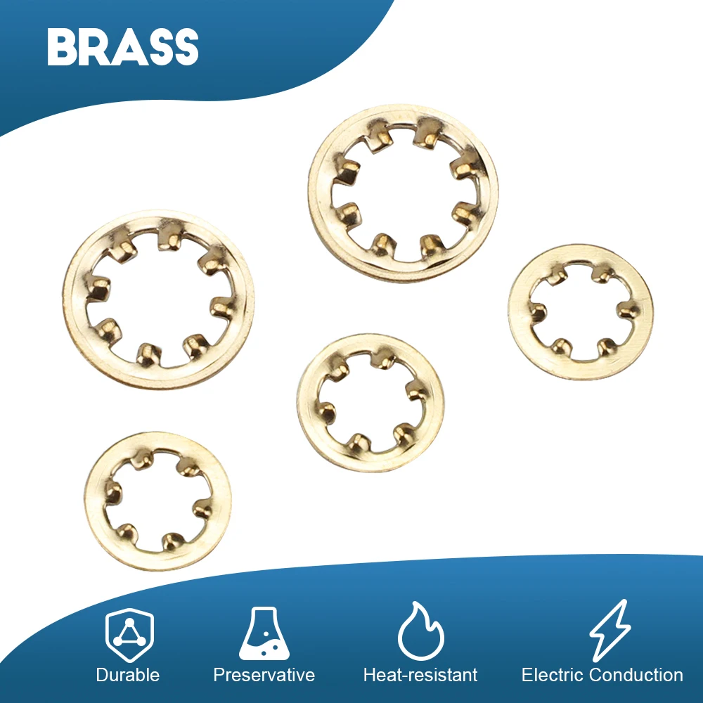 HOWSHENG 20-50pcs Brass Internal Tooth Star Lock Washer M3 M4 M6 M8 M10 Copper Serrated Gasket