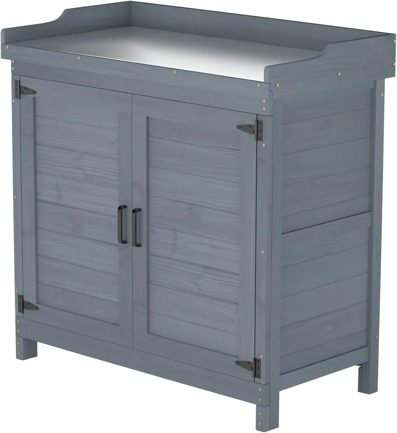 Outdoor Storage Cabinet with Workbench – Waterproof Garden Potting Table for Tools, Accessories & DIY Projects, Easy Assembly