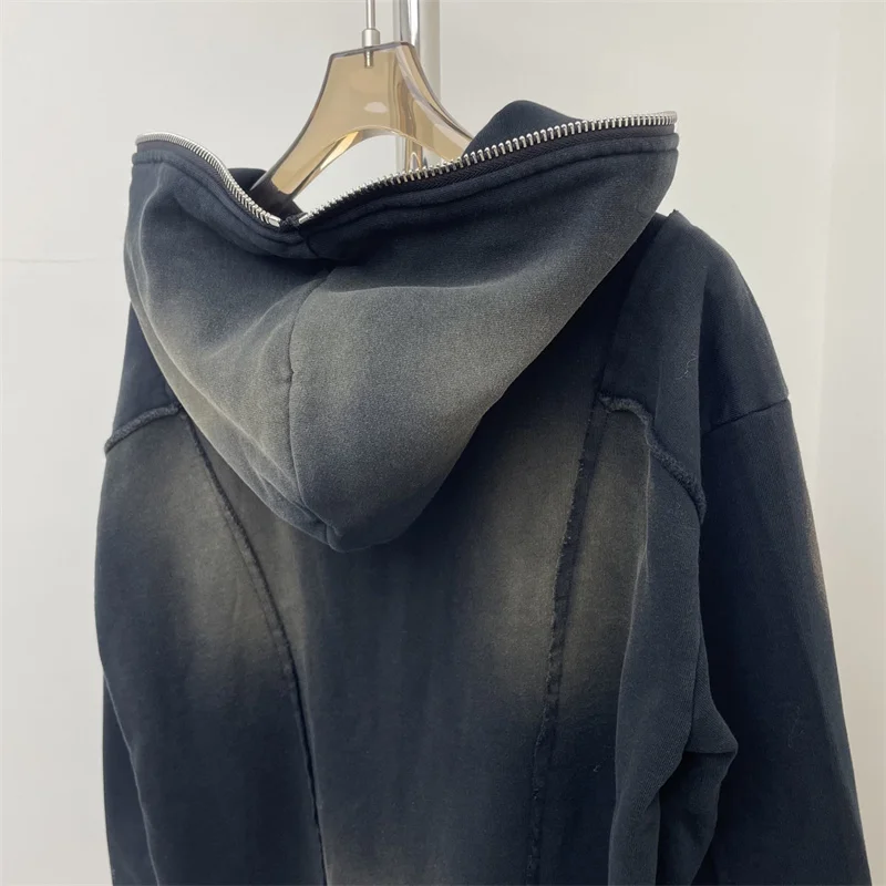 เสื้อฮู้ดผู้หญิง 2025 ฤดูหนาว ใหม่ ผ้าถักยืดหยุ่น ทรงเข้ารูป มีฮู้ด แขนยาว สไตล์เรโทร ผ้าฝ้ายแท้ ซิปหน้า y2k