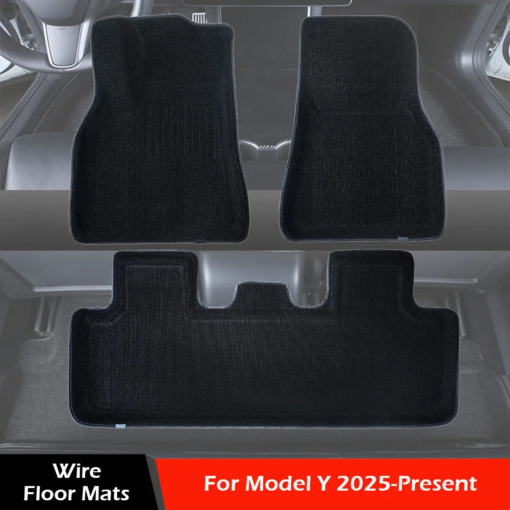 

Black Wire Floor Mats For Tesla Model Y Juniper 2025 2026 All-Weather Floor Liners Waterproof Odorless Car Mat Accessories
