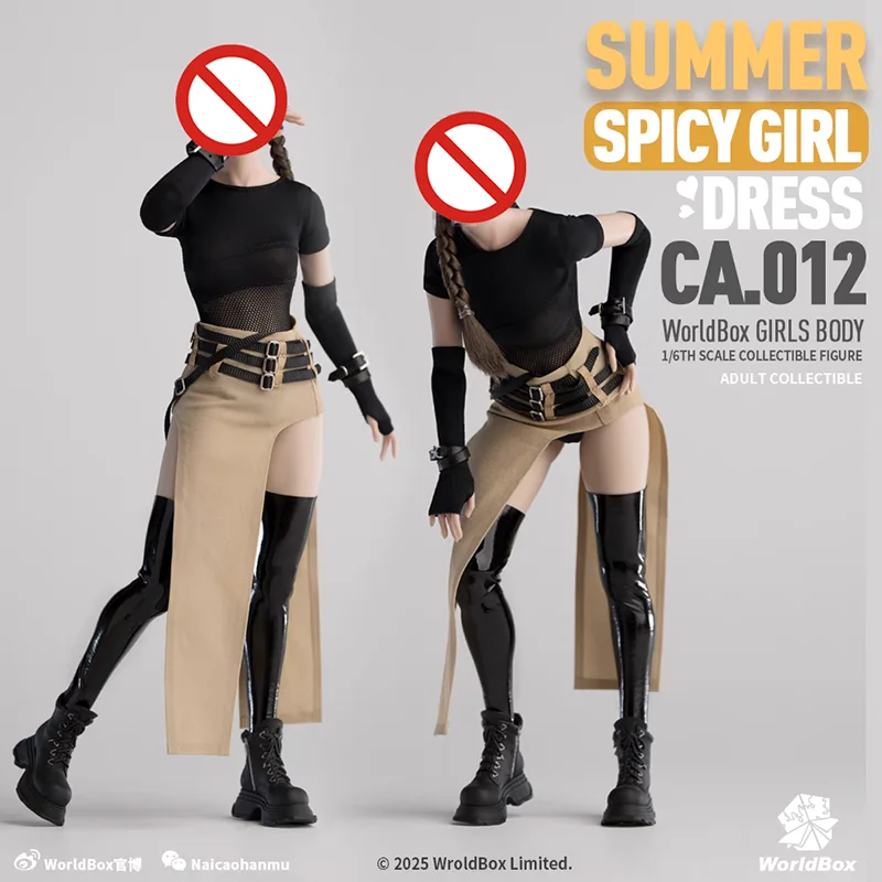 

Worldbox CA012 1/6 Scale Female Clothes Spring And Summer Mesh Double Slit Low Waist Skirt Set For 6-inch Action Figure Soldier