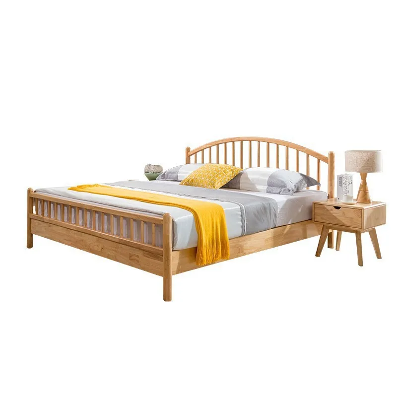 

Apartment Nordic ins style solid wood bed Japanese modern light luxury 1.5 household 1.8 meters double