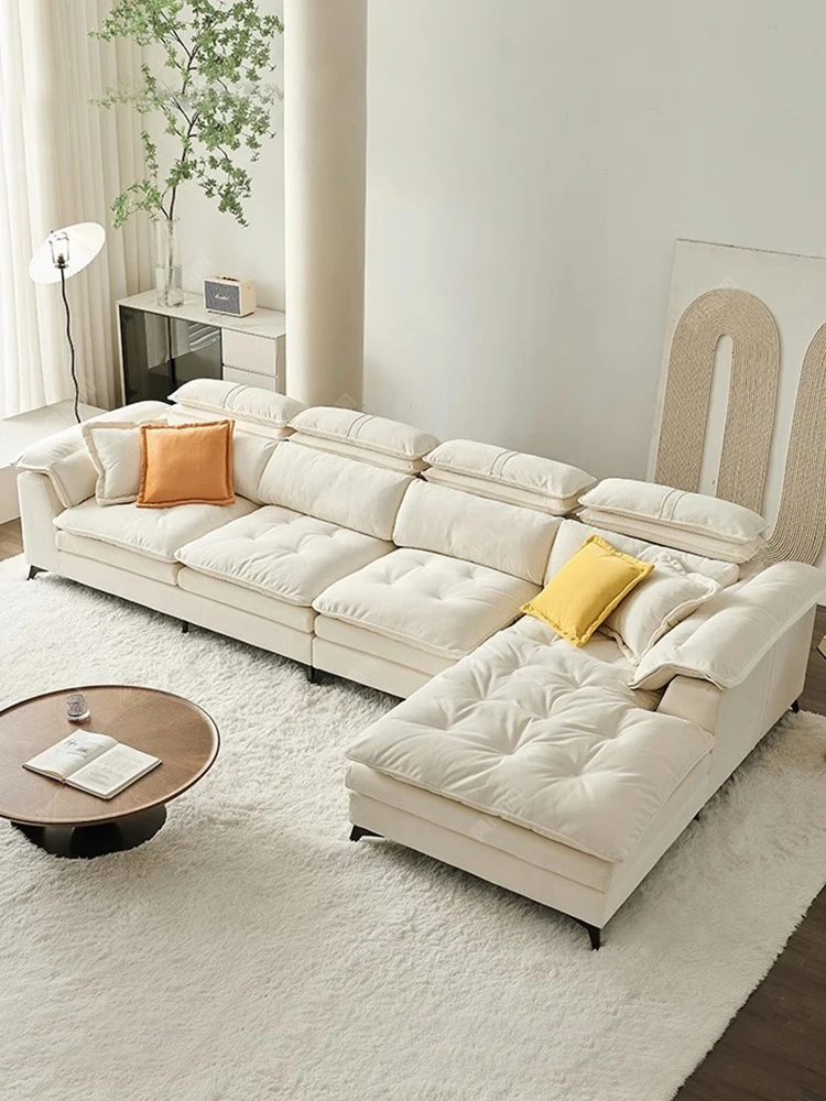 Sofa made of down solid wood, Italian style, modern and simple, with wide and deep seating