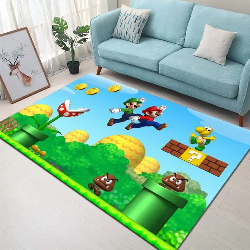 1PC Classic Games Super Mario Area Rug,Carpet for Home Living Room Bedroom Sofa Doormat Kitchen Decor,Non-slip Floor Mat