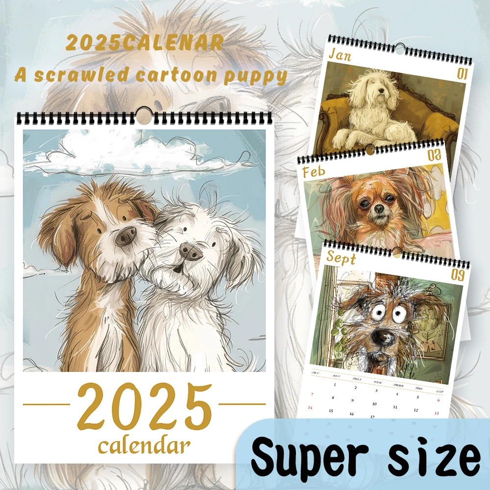 1pc,2025 Pet Dog Themed Wall Calendar - 2025 Calendar, 12 Months Monthly Planner, Great Gift Idea, US General Items Included