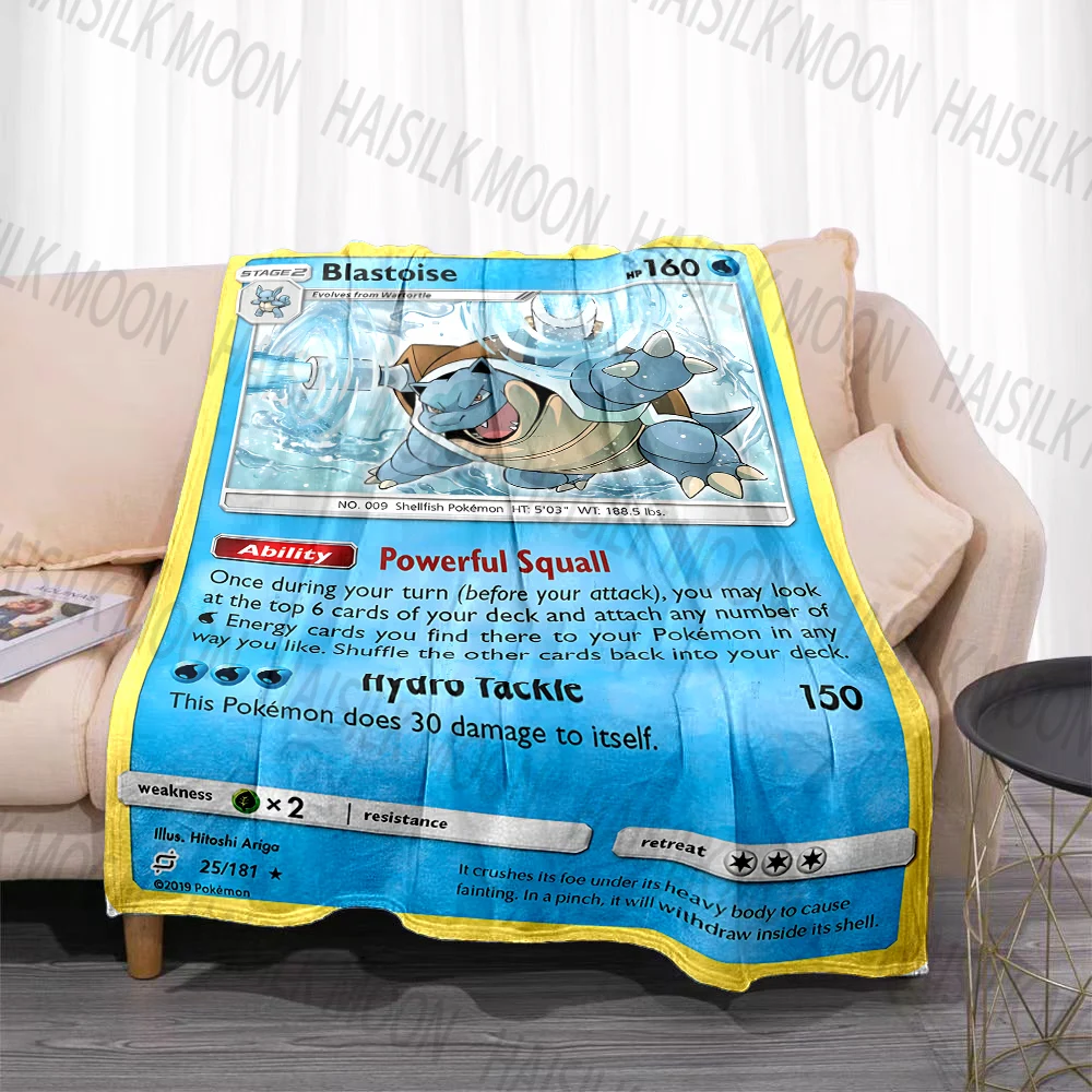 1PC Pokemon Cards Squirtle Blanket Warm Soft Fluffy Throw Kids Adult Sofa Bed Break Blanket for Travel Camping Picnic Car Gifts