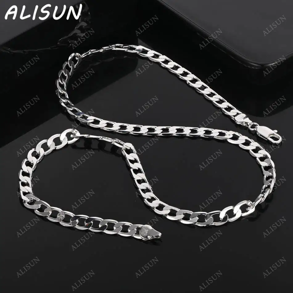 

ALISUN 925 Sterling Silver 6mm Chain Necklace Exquisite Noble Luxury Gorgeous Charm Fashion For Women Men Solid Wedding Jewelry