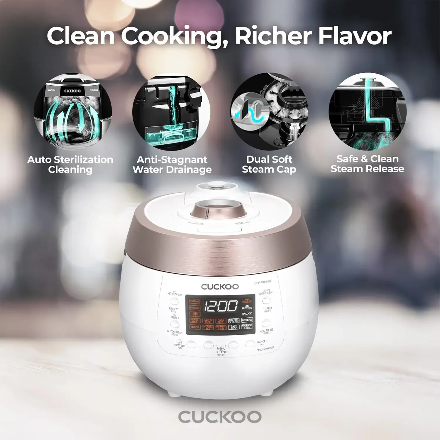 6-Cup (Uncooked) / 12-Cup (Cooked) Twin Pressure Rice Cooker & Warmer with Nonstick Inner Pot, 14 Menu Optio
