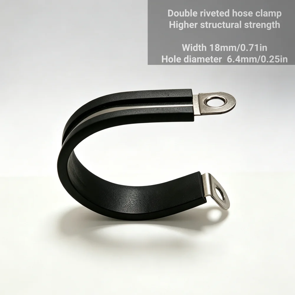 Thickened Rubber Lined Clips Cable Mounting Hose Pipe Clamp Fixing Pipes Stainless Steel Hardware Fasteners 6-25mm 2PCS
