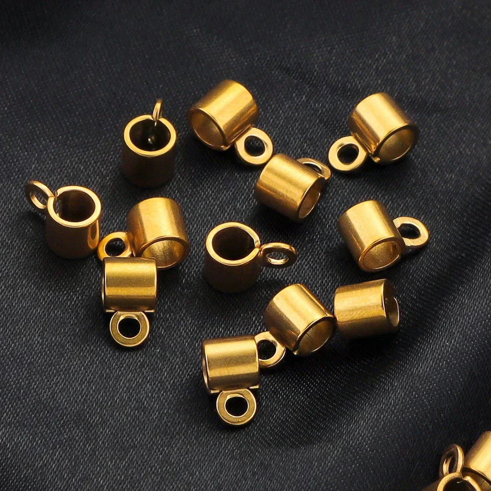 20pcs Stainless Steel Pendant Connector Gold Plated Bail Clasp Round Charm Clip Hook for DIY  Bracelet Jewelry Making Supplies