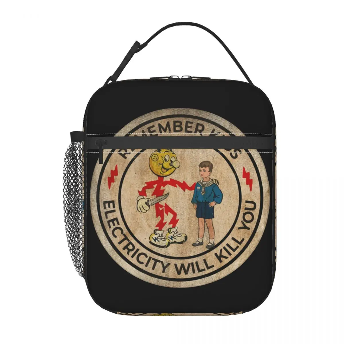 Custom Remember Kids Electricity Will Kill You Lunch Bag Men Women Cooler Thermal Insulated Lunch Boxes for Children School