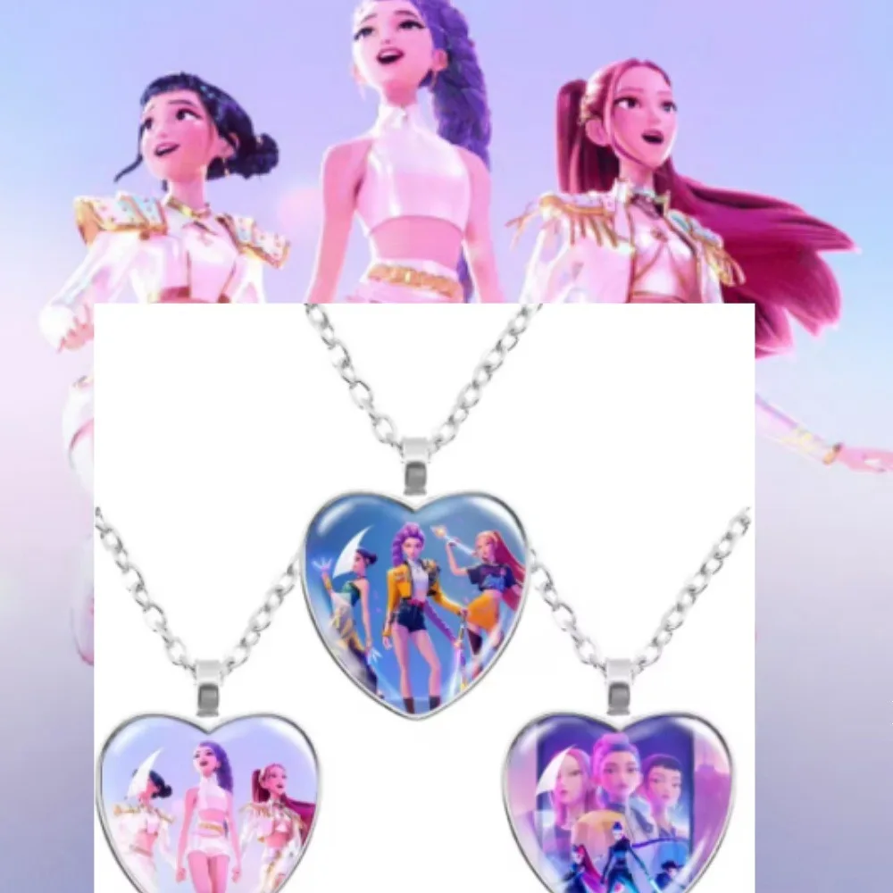 Anime Kpop Demon Hunters Hart Hanger Ketting voor Meisjes Mode Metalen Ketting Vrouwen Charms Accessoire Cadeau