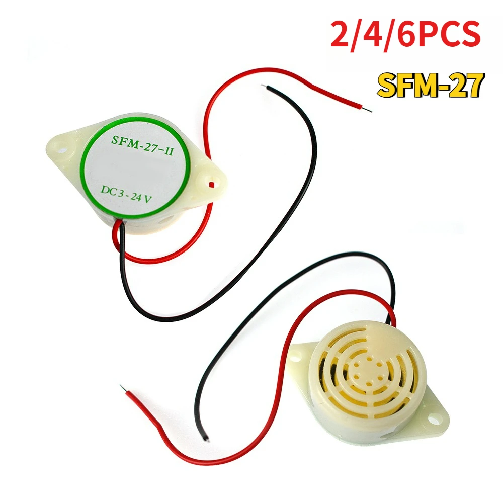 2/4/6PCS SFM-27 Piezo Buzzer DC 3-24V 12V Active Buzzer Intermittent Beep High-decibel Active Alarm 95DB 3015 for Arduino