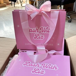 50 Bulk Wholesale Custom Printed Logo Luxury Gift Paper Bag Retail Boutique Shopping Paper Bags With Your Own Jewelry Box