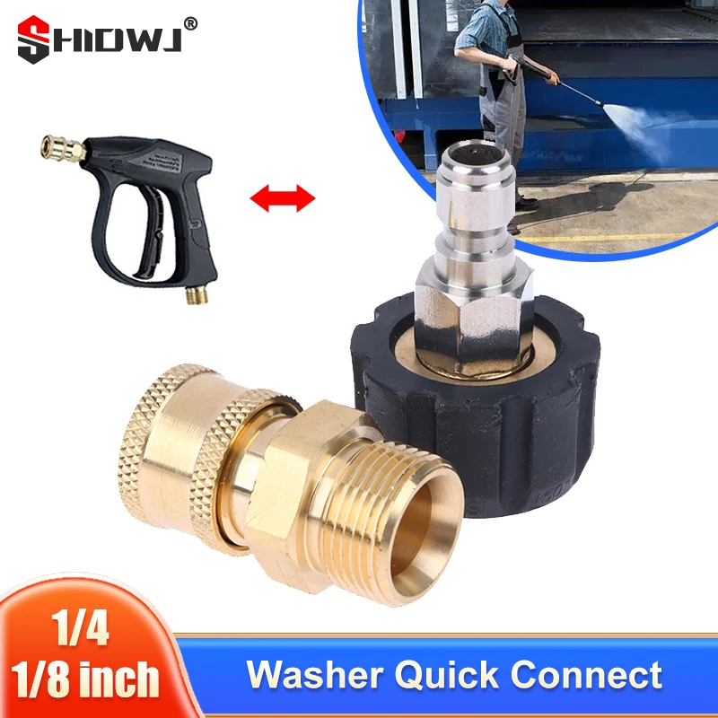 Pressure Washer Quick Connect Fittings M22 14/15mm to 1/4 3/8 Inch Pressure Washer Hose & Gun Adapter Max 4500 PSI