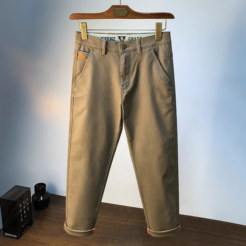 

Летние модные повседневные брюки для мужчин 2025 года, модные эластичные маленькие прямые деловые брюки, джинсовые брюки