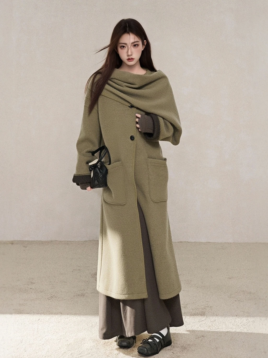 

Корейское двустороннее шерстяное пальто, женское свободное пальто, осень-зима, Новое поступление, высококачественная верхняя одежда Faion