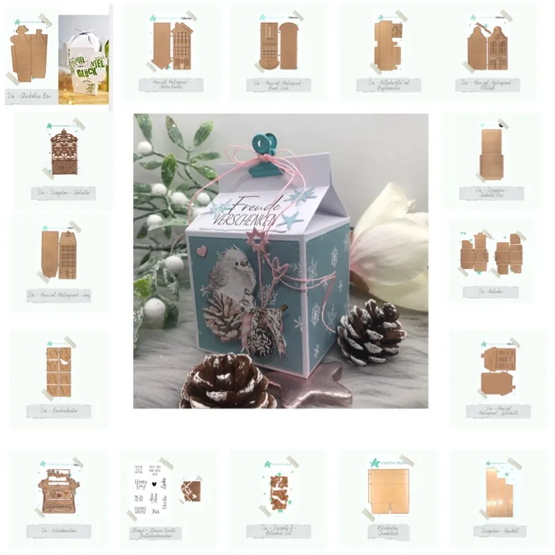 Window Metal Cutting house background Town Lucky BOX Garden Bear Dies Silicone Stamps Scrapbooking Stencil Photo Album Card DIY