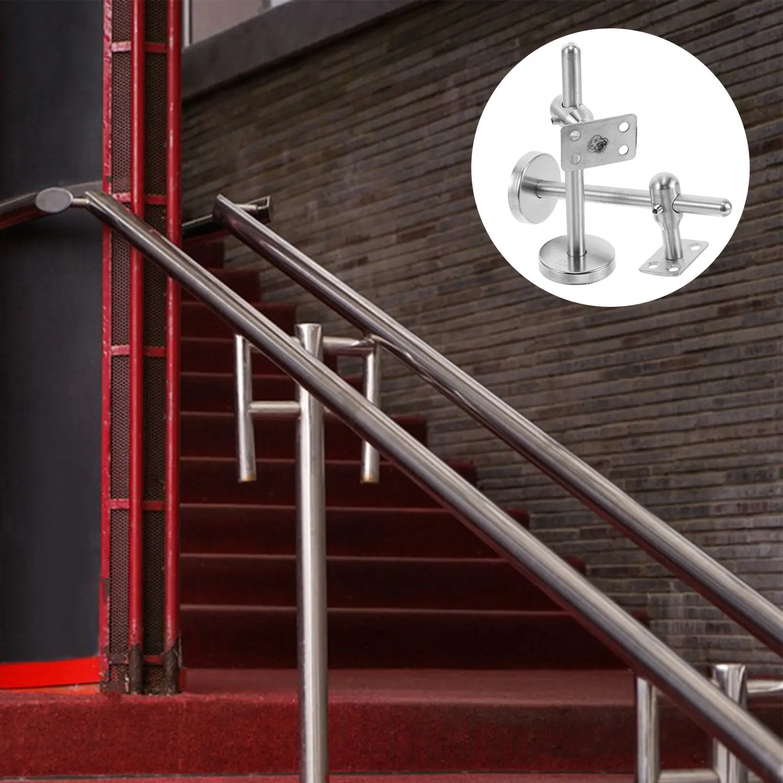

2Pcs Adjustable Stainless Steel Extended Handrail Brackets for Stairs Wall Mount Staircase Rail Supports Heavy Duty Indoor