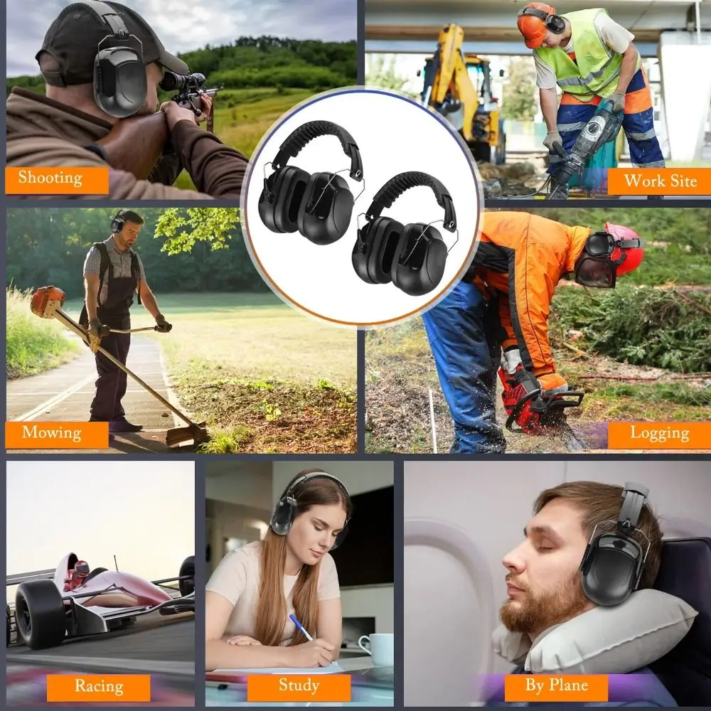 SNR-34dB Adjustable Head Earmuffs Foldable Hearing Protection Ear Defenders Safety Effective Anti-Noise Earmuffs