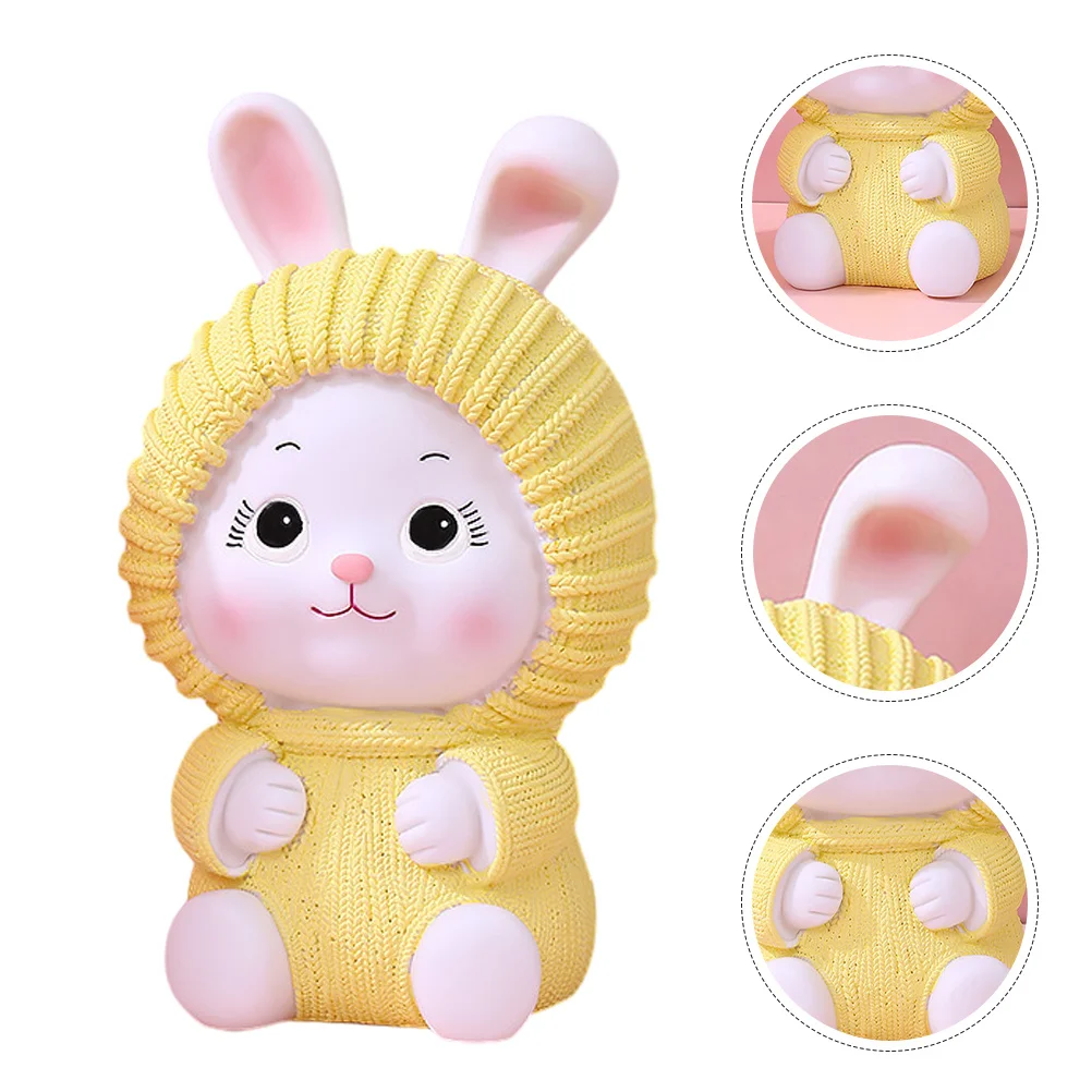 

Cute Bunny Piggy Bank Vinyl Coin Holder Adornment Large Capacity Rabbit Shaped Saving Pot for Home Vinyl Piggy Bank
