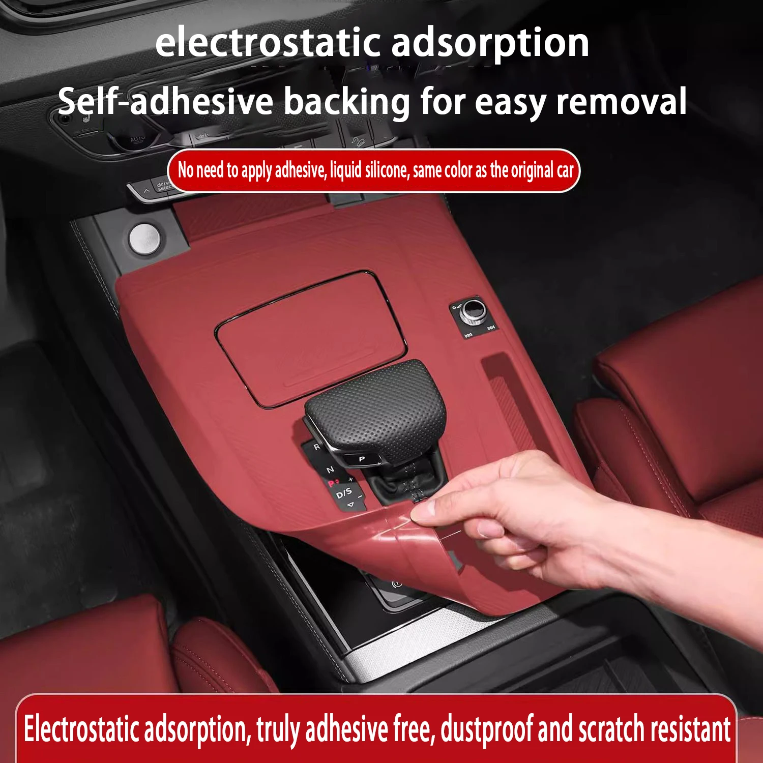 

For Audi Q5 Q5L GU 2025 Car Center Console Gear Shift Panel Anti-Slip Silicone Protective Pad Decorative Interior Accessories