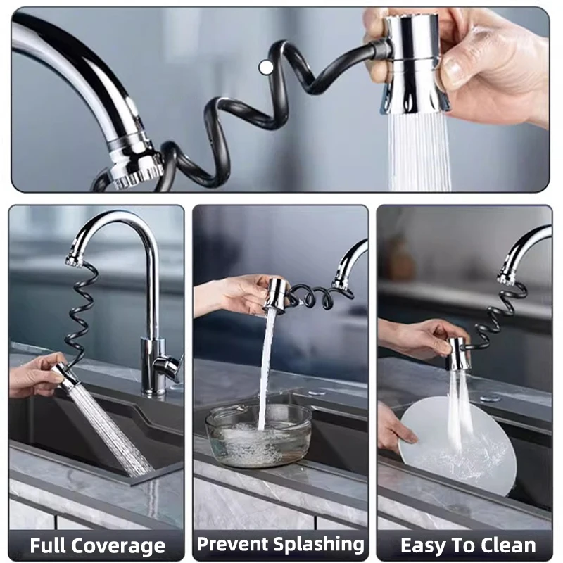 蛇口引き出し式エクステンダータップ多機能水出口防沫水引き出し式可動蛇口エクステンダーキッチンシンク用