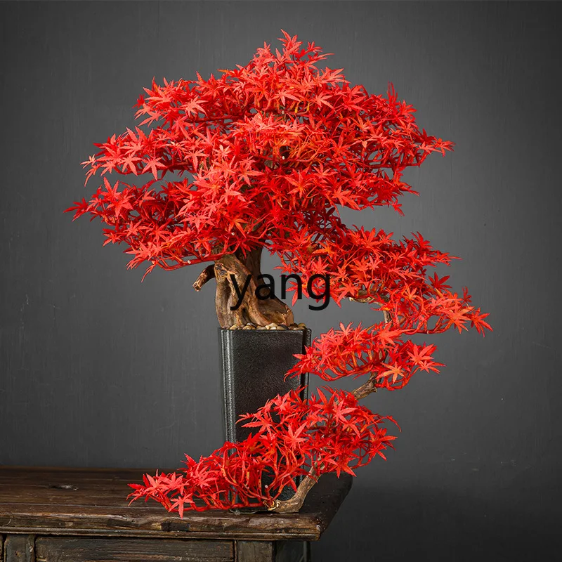 CX New Chinese Style Entrance Decoration Simulation Green Plant Welcome Pine Red Maple Bonsai Fake Bonsai