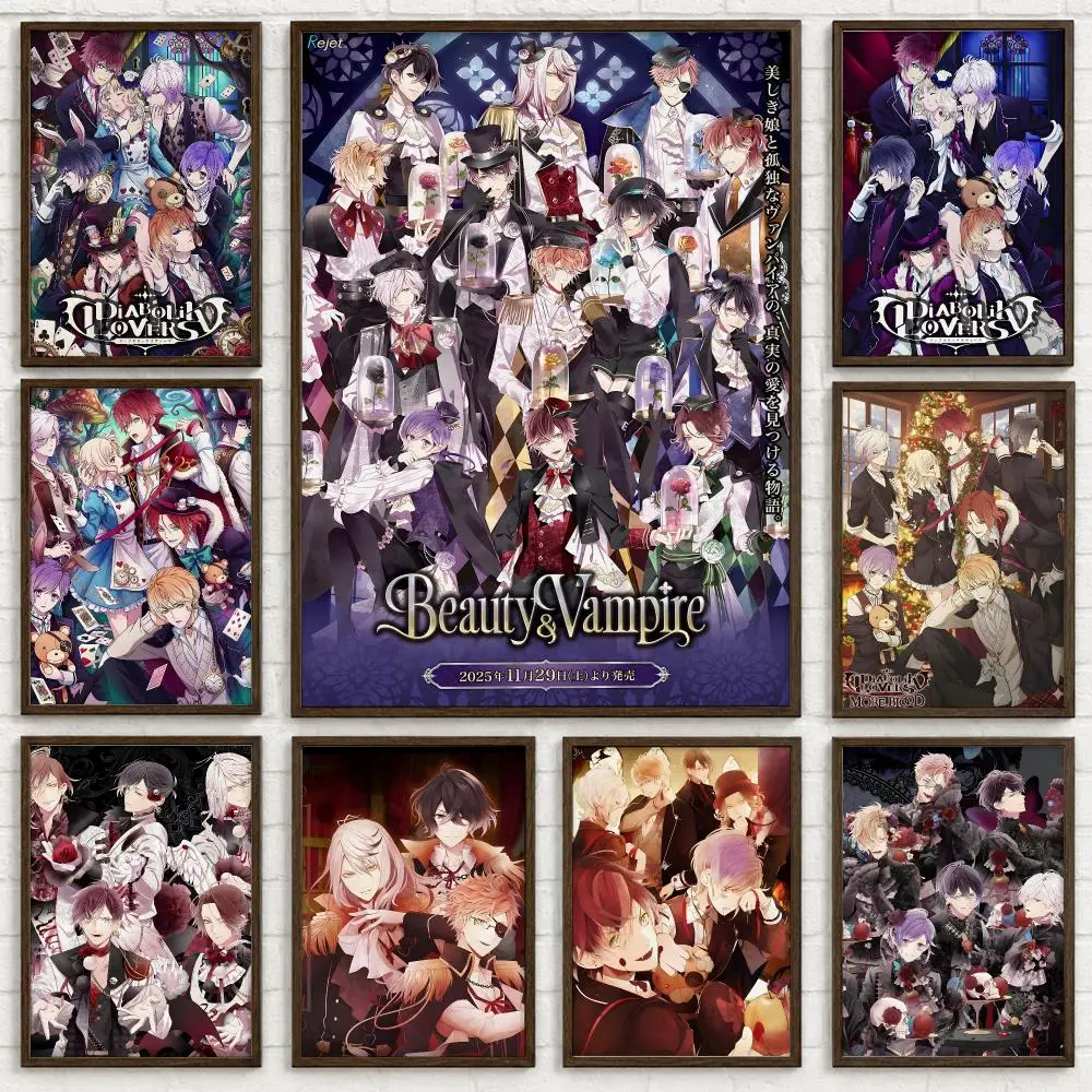 Otome Anime Diabolik Lovers Poster Self-adhesive Waterproof Paper Sticker Art Coffee House Bar Room Wall Decor