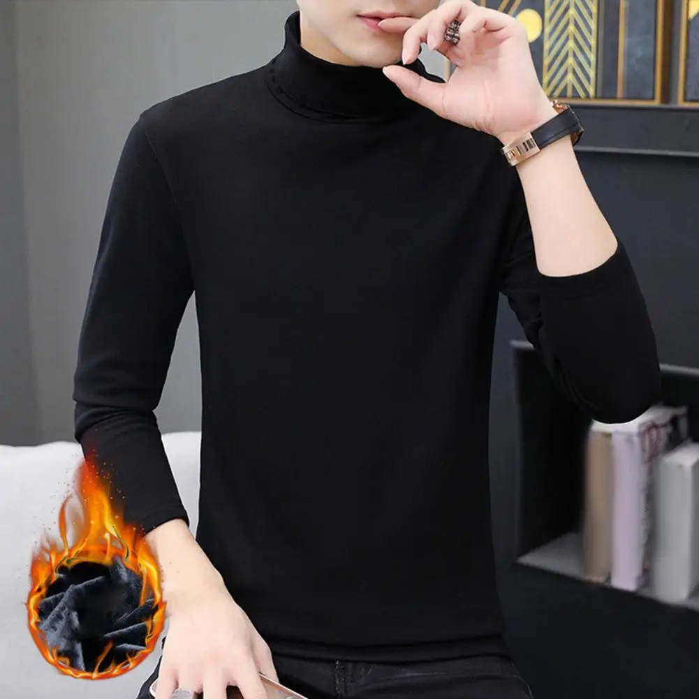 Men Solid Color Half Turtleneck Long-sleeved Tops Men's Solid Color Half Turtleneck Long Sleeve Base Shirt for Warmth for Men