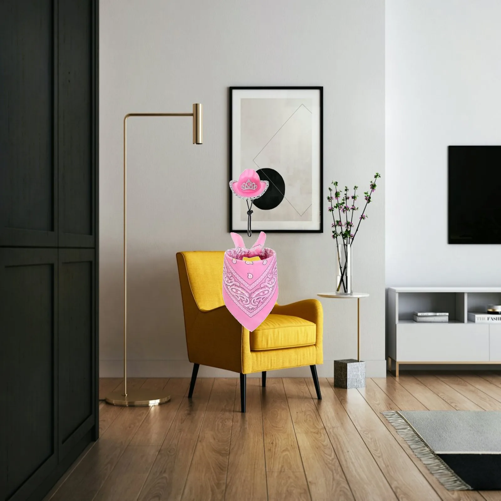3xGoose Outfit: Disfraz de Diseño Creativo para Estatua de Jardín, para Oficina, Casa de Campo, Jardín, con Corona, Sombrero y Bufanda Rosa