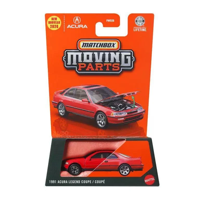 Coche de juguete Matchbox original con piezas móviles, modelo de vehículo Acura Legend Coupe 1991 de metal fundido a presión a escala 1/64, colección de juguetes, regalo de cumpleaños