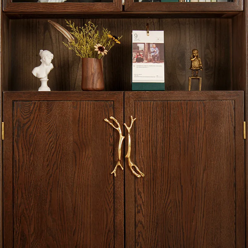 Tree Branch Shaped Handmade Cabinet Door Handle Pure Copper Modern Wardrobe Kitchen Knobs Handles Hardware Furniture Pulls Diy