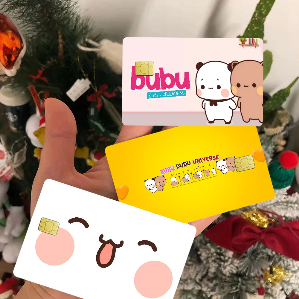 Bubu And Dudu Cute Cartoon Welcome Anmie Sticker Film Skin Cover For Credit Card Debit Bank Card Front