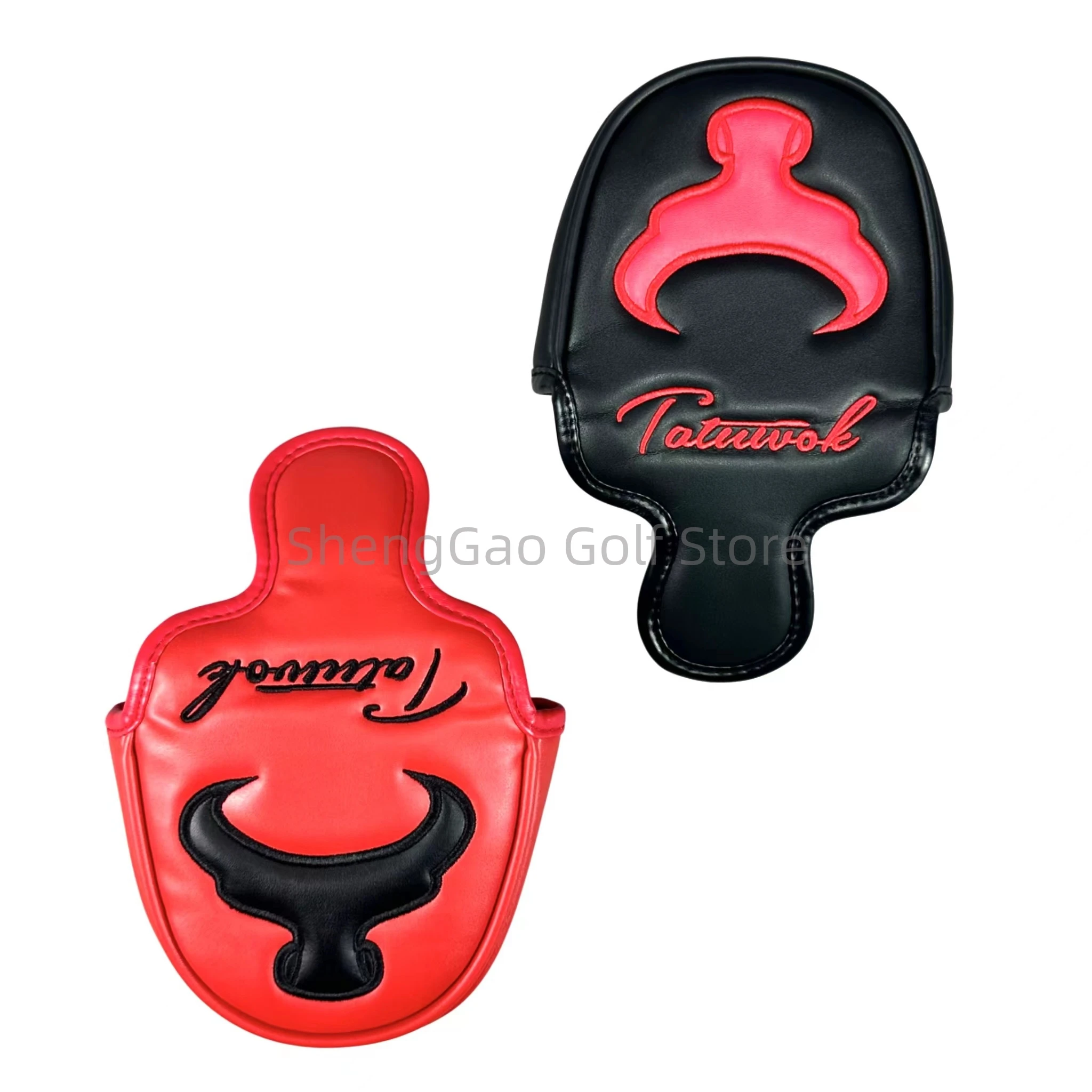 1Pc Cowhead รูปแบบกอล์ฟพัตเตอร์ PU หนัง Mallet พัตเตอร์ฝาครอบแม่เหล็กปิด Golf Head Cover