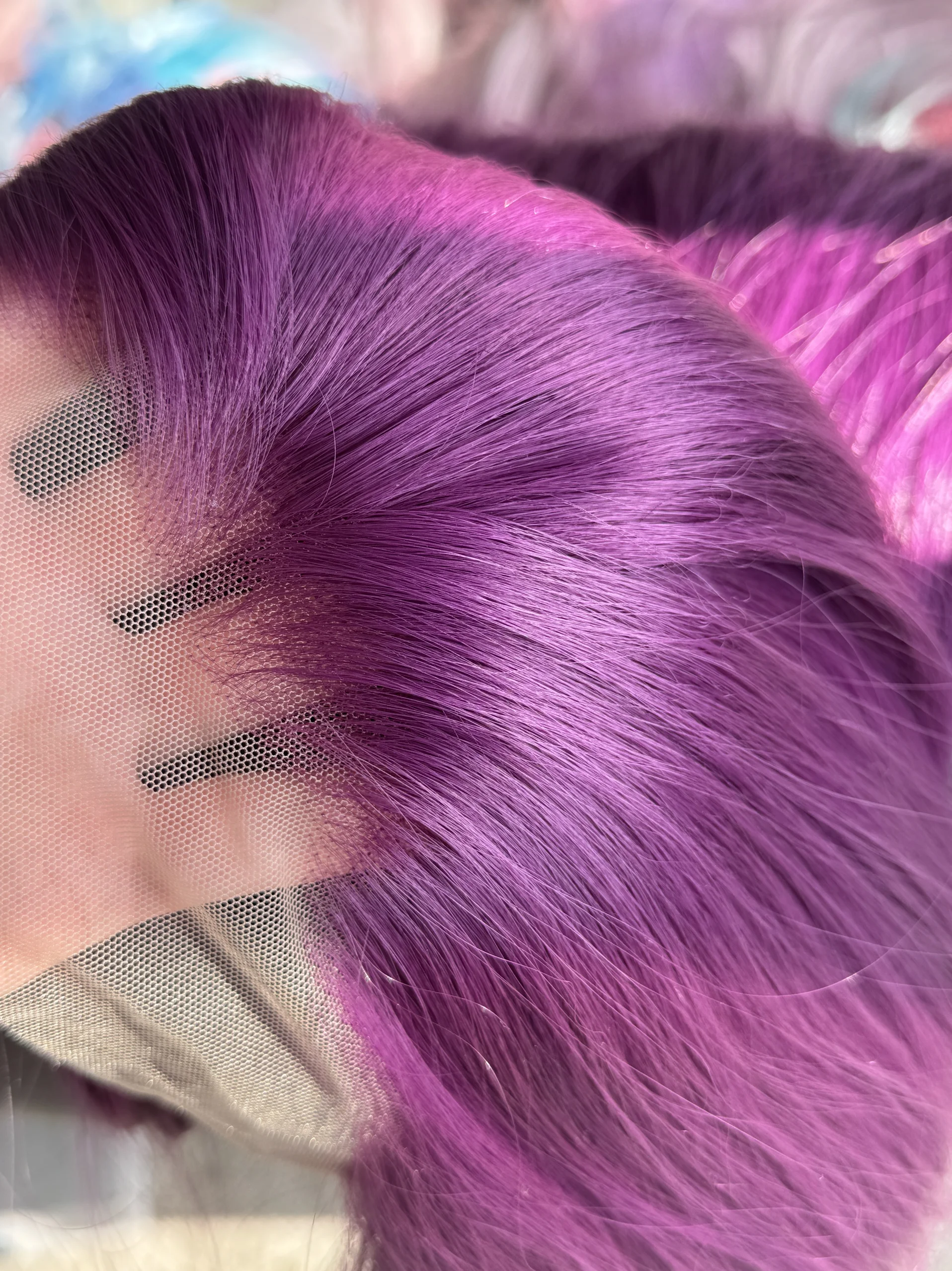 Raspberry Purple Wig Deep Purple Hand Hook Wigs 26inch 13*4 Large Lace on The Forehead Cosplay Synthetic Lace Wigs
