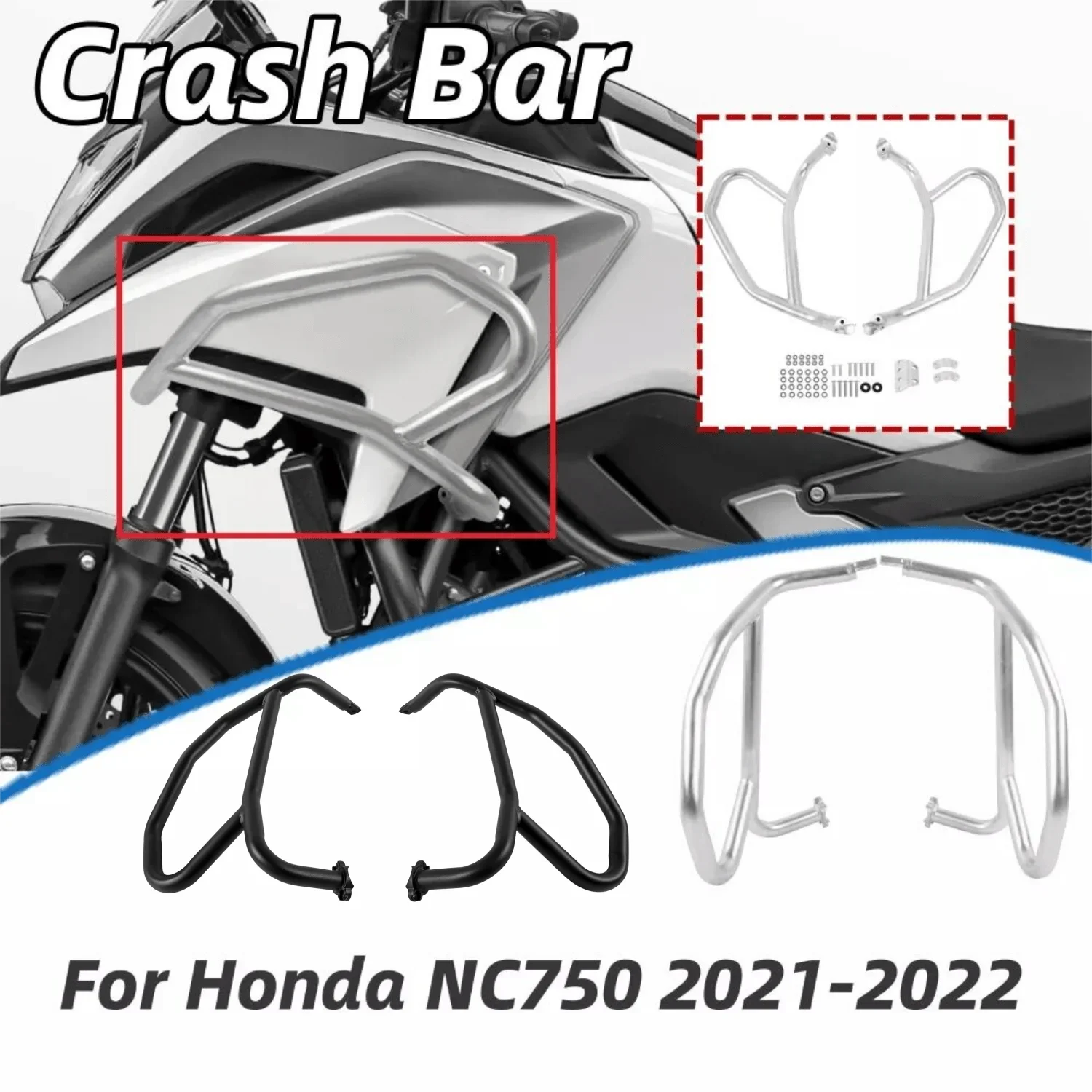 

Motorcycle Highway Crash Bar Engine Guard For Honda NC DCT 750 2021-2024 Bumper Frame Slider Mat Protection Acccessories