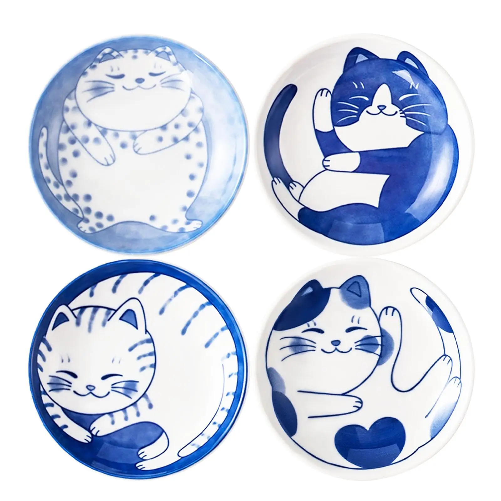 Cute Cat Soy Sauce Dish Ceramic Cat Bowls Japanese Cat Plates Dipping Bowls Snack Dish Small Ceramic Saucers Plates Sushi Plate