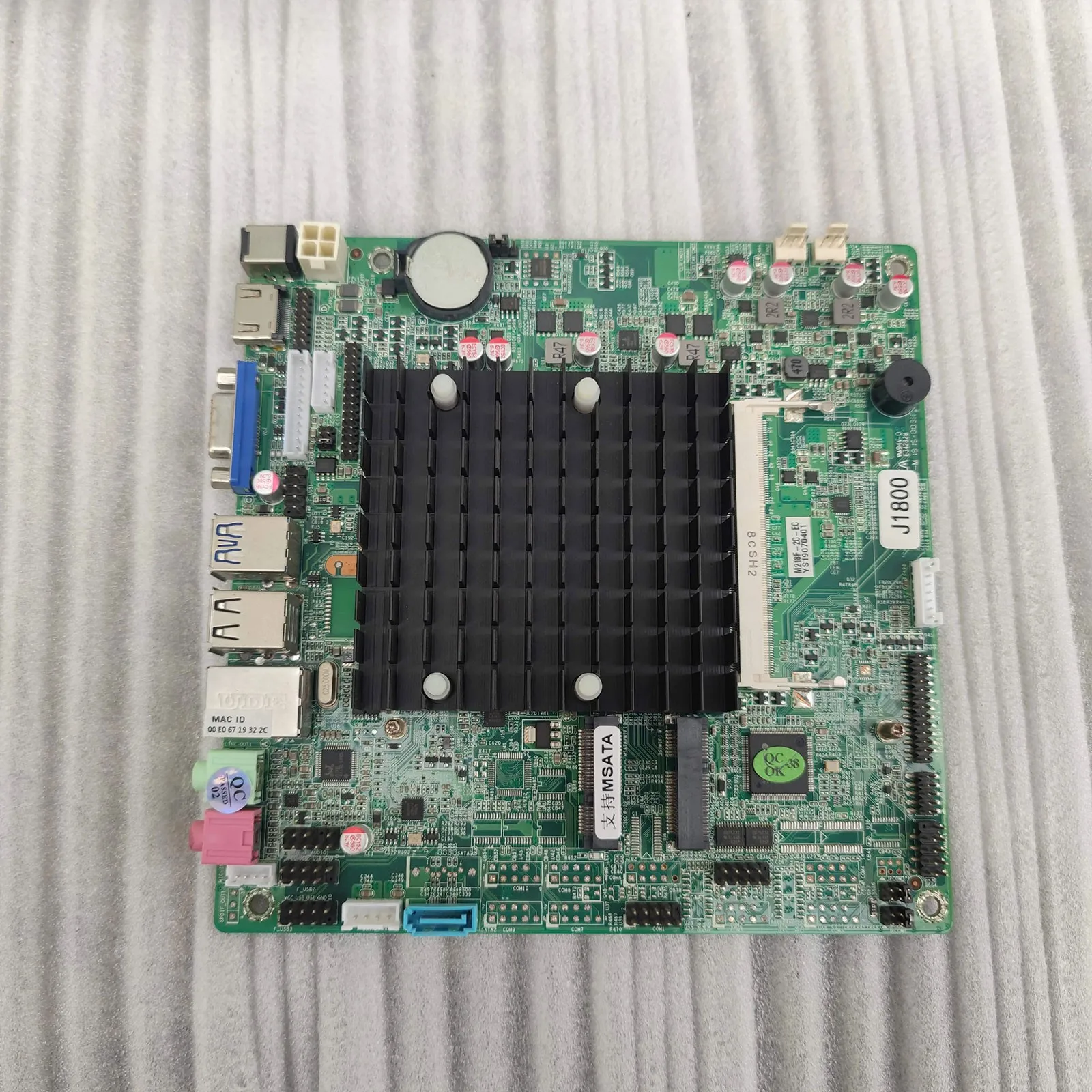 Wishcolor ELSKY ITX M218F J1800 Mini IPC Motherboard 8G DDR3 Single Network 2COM Port Support for Windows 10/8/7/Linux