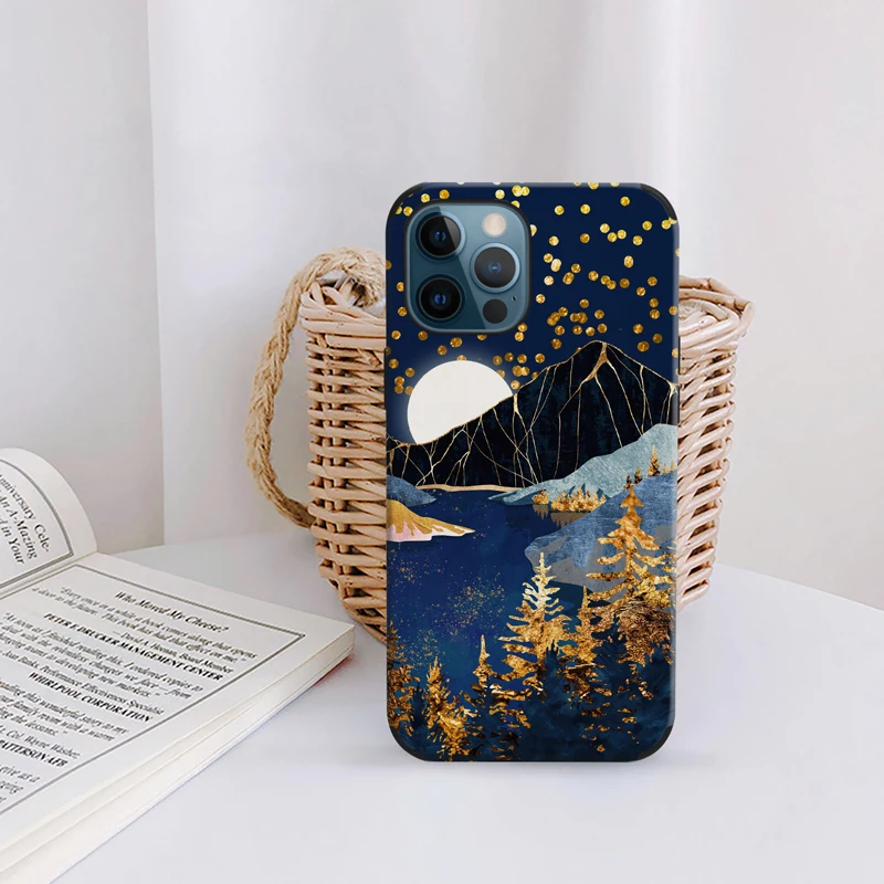 Aesthetic Art Sunrise Mountain Scenery Pattern Phone Case for iphone X XR XS MAX 7 8Plus SE2020 11 12 13 14 15Pro Max Mini Cover