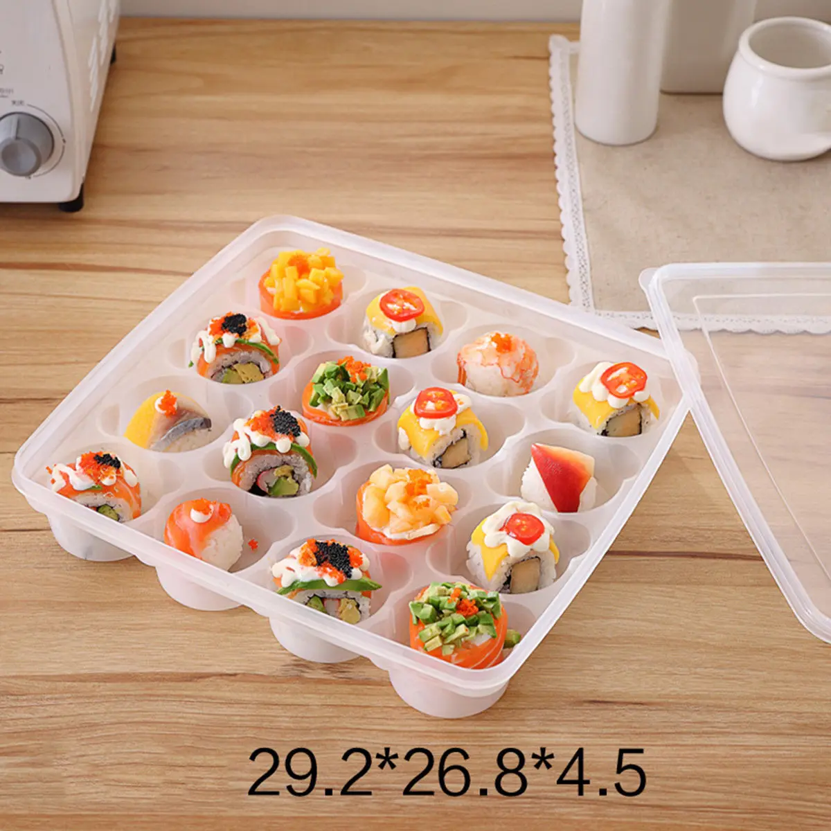 Caja de Almacenamiento de Alimentos de 16 Cavidades, Material PP de Grado Alimenticio, Organizador Transparente para Cupcakes, Contenedor para Sushi, Porta Huevos y Muffins, Apto para Congelador