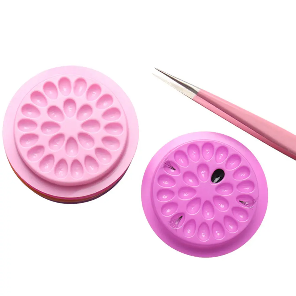 

60pcs Flower-shaped Glue Tray Eyelash Extension Tools Pallet Durable Makeup Women eyelash grafting auxiliary connect high-cost