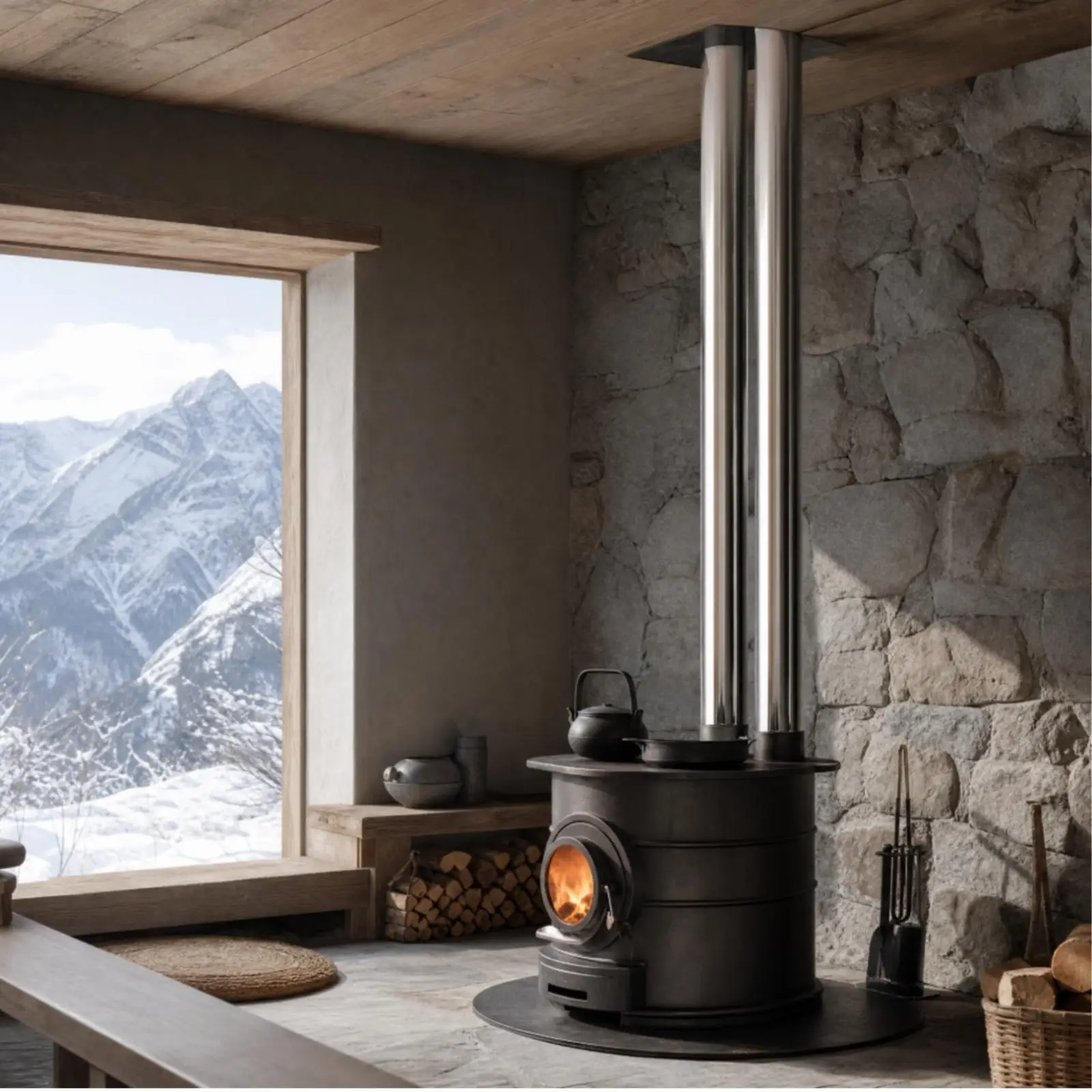 102 Mm Diameter Flue Pipe Stainless Steel Flue Pipe Heat-Resistant for Home Heating, Workshops, Outdoor Cooking