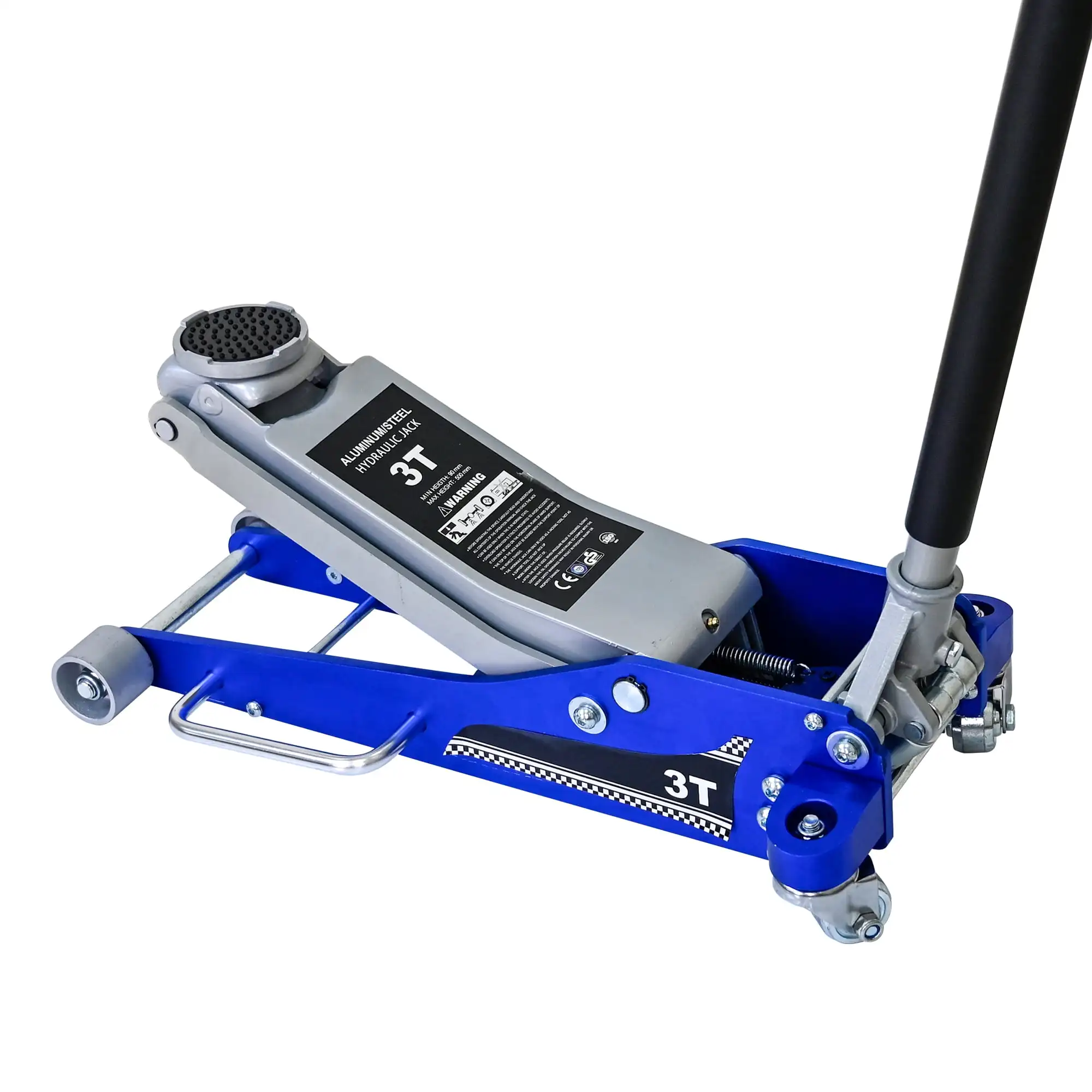 

3 Ton (6,600 lb) Aluminum & Steel Horizontal Hydraulic Floor Jack with Extra Saddle, Dual Pump for SUVs/Trucks, Blue & Silver, 3