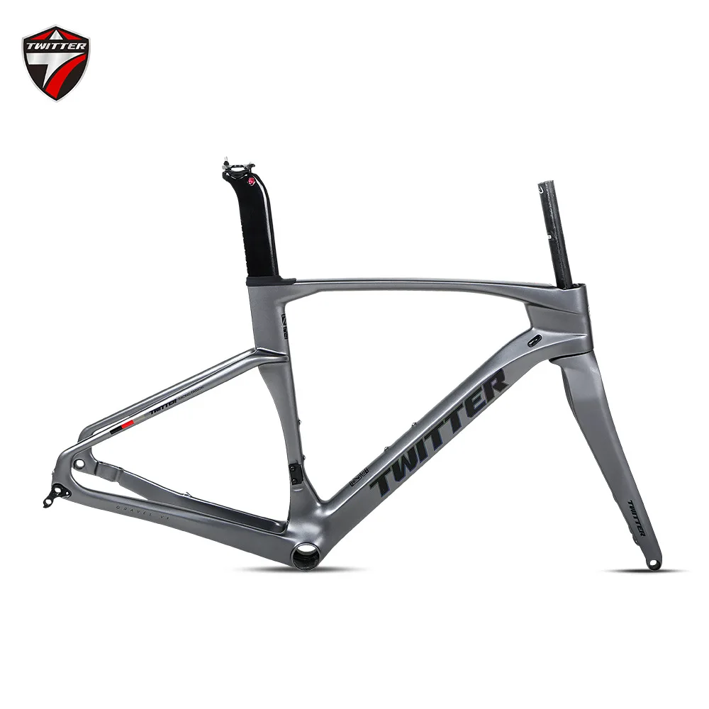 Twitter Gravel V3 Carbon Road Gravel Bike Frameset Disc Brake Thru Axle 12x100 12X142mm Inner Cable Routing Framesets