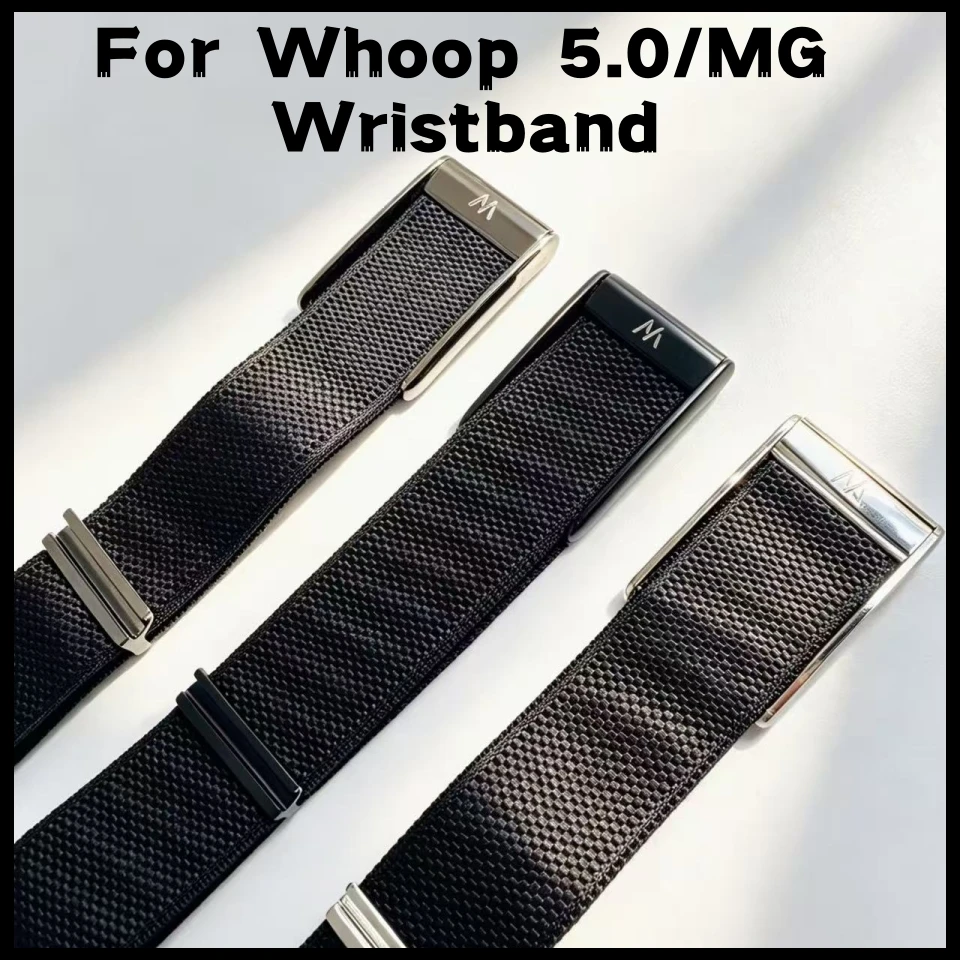 Nylon Woven Elastic Strap With W Logo For Whoop 5.0/MG, Adjustable Breathable Sport Replacement Wristband Fitness Tracker Band
