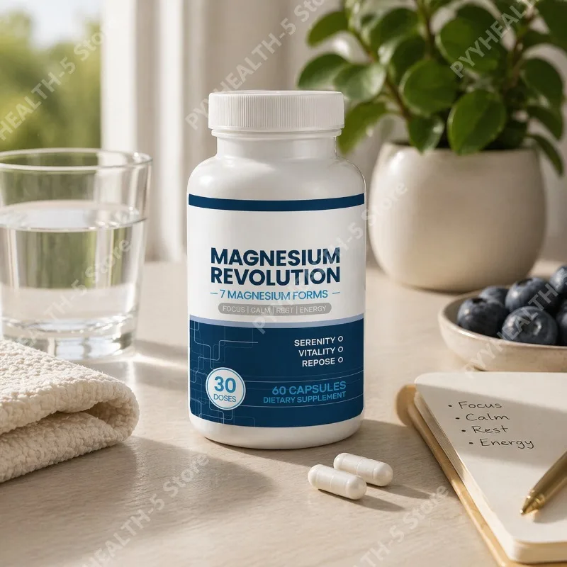 Magnesium Supplement Capsules for Support Enhance Vitality, Provide Energy Dietary Supplementation 60 Capsules